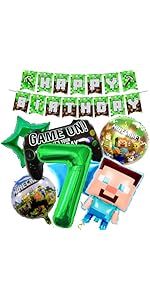 7th Birthday Decorations, Happy Birthday Balloons Banner Foil Balloons for Boy Birthday Birthday ...