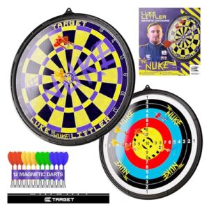Target Darts Luke Littler Magnetic Dartboard Set for Kids | Player Edition ‘The Nuke’ Double Sided Magnetic Dart Board Game Set with 12 Magnetic Darts for Children | Indoor & Outdoor Use