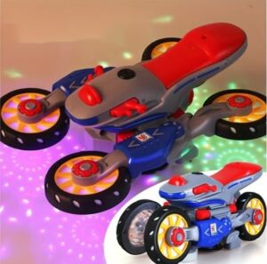EJIMUQO Transformer Motorcycle Universal Stunt Rotating Light and Music
