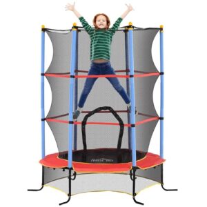 HOMCOM 6FT Kids Trampoline for Toddlers with Safety Net Enclosure Outdoor Indoor for Age 3-10 Years