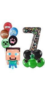 7th Happy Birthday Balloons, 32inch Number 5 Party Foil Balloons Birthday Party Decorations For K...