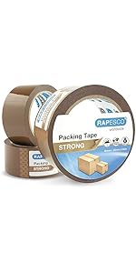 Rapesco 1750 Strong Packing Tape 50mm x 60m, Brown, Pack of 3