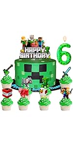 6th Gaming Cake Toppers, Happy Birthday Cake Toppers,Cartoon Party Decorations (6th)