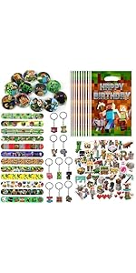 LGUZAKO 94pcs Party Favors, Party Bag Fillers for Kids 12 Wristbands 50 Stickers 10 Keychains 10 ...