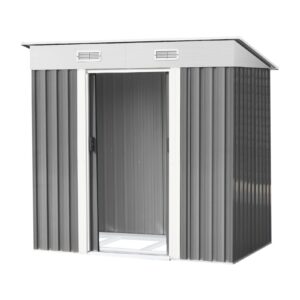 6x4 Ft Garden Storage Shed - Outdoor Bike and Metal Pent Tool Storage