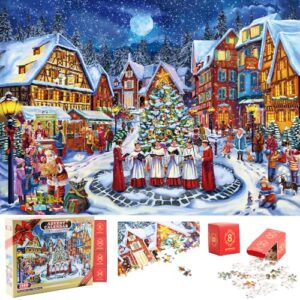Christmas Advent Calendar 2024 Jigsaw Puzzle - 1008 Pieces 24-Day Countdown Calendar Puzzle for Kids and Adults