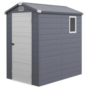 Outsunny 4 x 6ft Plastic Garden Storage Shed with Foundation Kit