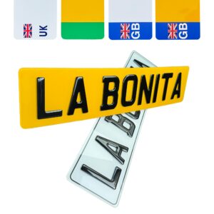 Number Plates for Cars - 3D Road Legal & 100% MOT Compliant Car Registration Plates - Car/Vans & Trucks - Customized Legal Personalized Registration - Reg Plates UK with 5 Sticky Pads