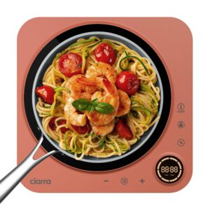 CIARRA CBTIH1A-O Portable Induction Hob 2000W Single Cooking Zone 8 Power Levels Touch Control Glass Panel with Built-In 4 Hours Timer