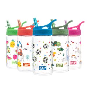 Polar Gear Kids Water Bottles with Straw - 400ml BPA Free Toddler Water Bottle With Straw - 100% Leakproof Kids Water Bottle with Carry Handle - Fully Recyclable School Water Bottle - Football