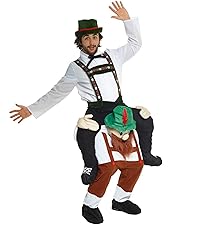 Bavarian Lederhosen Piggyback Costume Men, German Oktoberfest Costume Adul