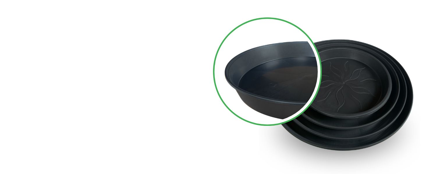 Deeper design of plastic plant saucers