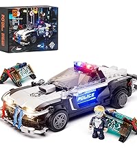FUNWHOLE Police Patrol Car Lighting Building Bricks Set