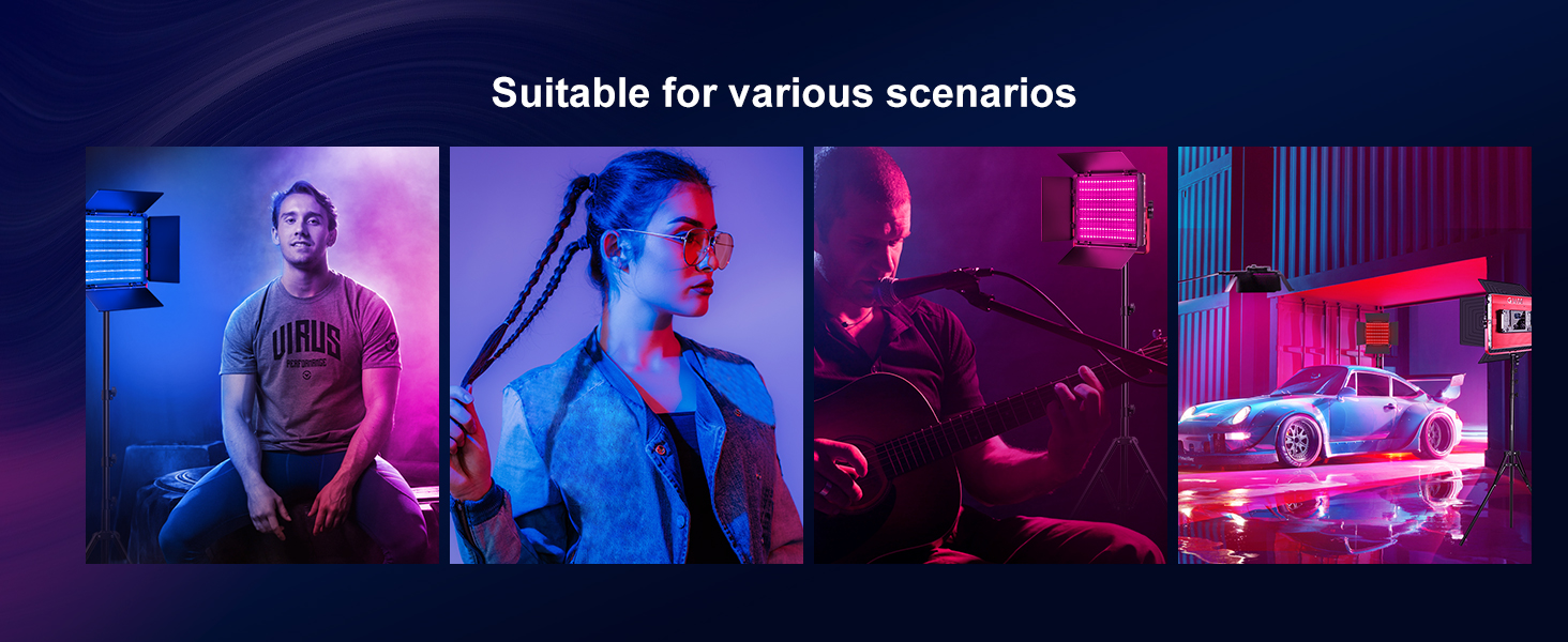 50W Video Lighting Kit 360°Full Color Led Panel Light Kit APP Control 3 Packs Photography Light