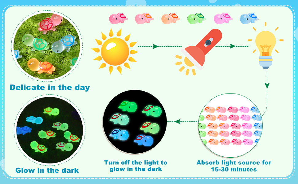 96Pcs Mini Luminous Turtle