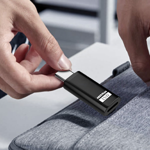 USB C to Lightning adapter with LED digital display