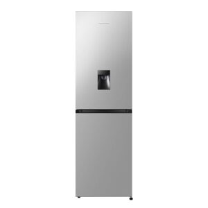 Fridgemaster MC55251DES 55cm Freestanding 256 litre 50/50 Frost Free Fridge Freezer with Non-plumbed Water Dispenser - LED Lighting- 4 Star Freezer Rating -Silver - E Rated