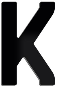 4D Laser Cut 3mm Black Acrylic Number Plate Digit - K