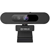 TOALLIN 1080P Auto-Focus Webcam with Dual Microphones, Computer Camera, 90° Wide Angle View witho...