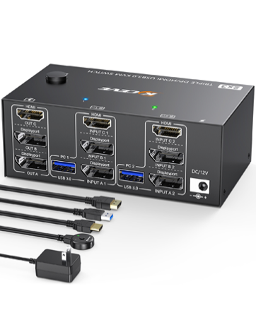 MLEEDA KC-U302 USB 3.0 Switch Selector, 2 in 2 Out USB Switcher for 2 Computers Share 2 USB Devic...