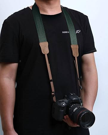 PADWA Speed Red Embroidered Camera Strap - Double Layer Cowhide Ends,2