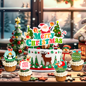 christmas party cup cake toppers