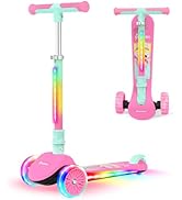 BELEEV V9 Scooters for Kids Ages 6+ with Light-Up Stem & Deck, 2 Wheel Folding Scooter for Adults...