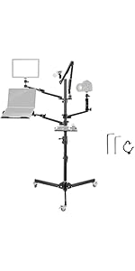 NEEWER Live Streaming Stand with Casters, Overhead Camera Mount Floor Stand with Mic Boom Arm, Ph...