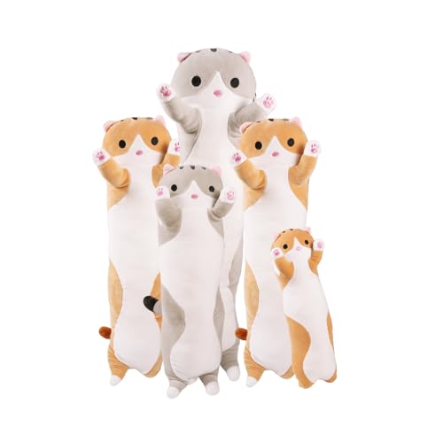 Youyijia Plush Cat Squishmallow Soft Toys Cat Pillow Sleeping Long Cat Plush Kitten Pillow Doll Toy Sleeping Hug Pillow Cushion Gift for Girlfriend 70CM Gray