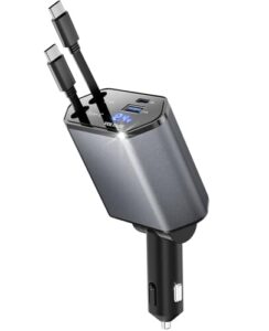 120W Retractable Car Charger 4 in 1 Fast Car Phone Charger Adapter