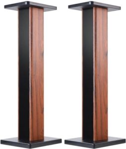 Suuiwau 24 inch(60cm) Wood Grain Speaker Stands Universal Speaker Stands Floor Pair Heavy Duty Surround Sound Studio Monitor Stand for Home Theaters with Sand Filling Tuning Functio
