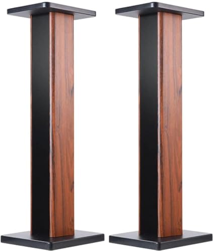 Suuiwau 24 inch(60cm) Wood Grain Speaker Stands Universal Speaker Stands Floor Pair Heavy Duty Surround Sound Studio Monitor Stand for Home Theaters with Sand Filling Tuning Functio