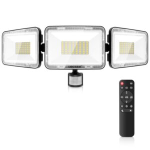 MEIKEE 70W Security Lights Outdoor Motion Sensor 6580LM 6500K Daylight White PIR Floodlights Outdoor 4 Modes Timing with Remote Control IP66 Waterproof 180° Adjustable for Garden Garage Doorways            [Energy Class E]