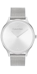 Calvin Klein Analogue Quartz Watch for Women Timeless Mesh 38mm Collection with Stainless Steel M...