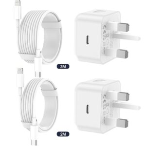 Ailawuu for iPhone Charger [MFi Certified] 2 Pack 20W USB C Fast Charger Plug Power Adapter with 2 Pack [2M&3M] Long USB C to Lightning Cable for iPhone 14/13/12/12 Pro Max/11/Xs Max/XR/X