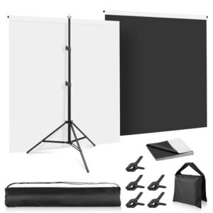 White Black Backdrop with Stand
