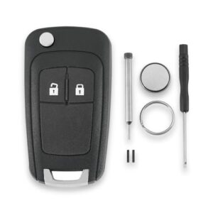 2 Buttons Remote Car Key Fob Case Shell Replacement for Opel Vauxhall Adam Astra J Cascade Insignia Meriva Mokka Viva Zafira + Screwdriver + Key Ring + CR2032 Battery + Pin removal tool