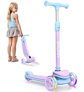 BELEEV Scooter for Kids with Light-Up Wheels & Deck, 3 Wheel Folding Scooter for Toddlers Girls B...