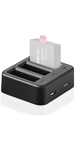 GEEKAM Action Camera Battery Charger, 3 Channel Battery Charger for for Sports Camera, Compatible...