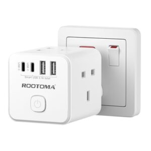 ROOTOMA Multi Plug Adaptor with 4 USB