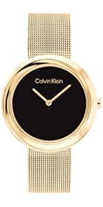 Calvin Klein Analogue Quartz Watch for Women Twisted Bezel Collection with Stainless Steel Mesh o...