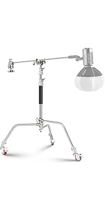 NEEWER Stainless Steel Heavy Duty C Stand with Swivel Casters, 43