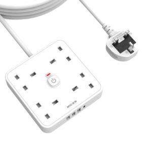 4M 4 Way Extension lead with USB Slots (3 USB-A