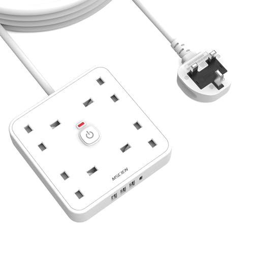 4M 4 Way Extension lead with USB Slots (3 USB-A