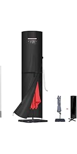 LAMUNI Parasol Cover Waterproof Garden Umbrella Cover with Rod, 420D Oxford Parasol Protective Co...