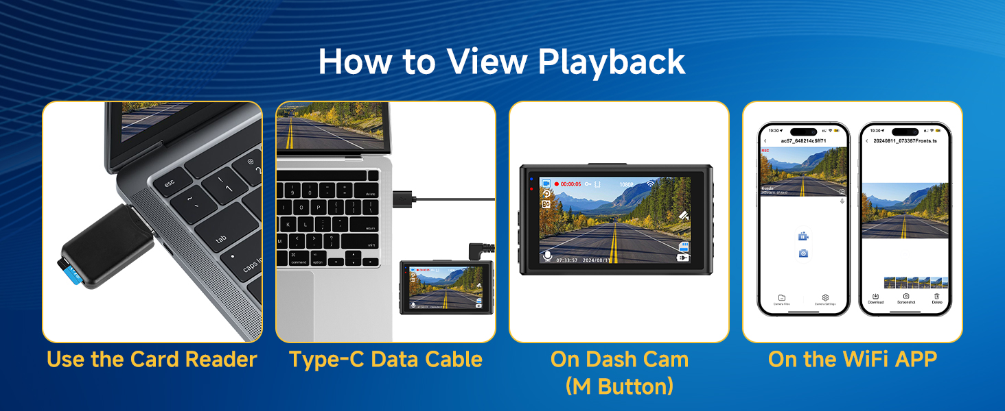 wifi dash cams for cars dash cam front wifi dash camera loop recording G-sensor parking mode
