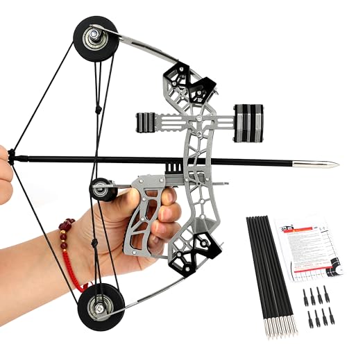 Poearcus Adult Pocket Bow Mini Compound Bow and Arrows Set Small Hunting Bow with Arrow Suit for Shooting Target Practice