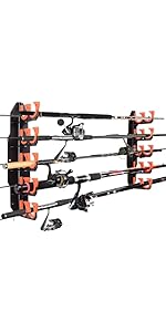 BOOSTEADY Fishing Rod Holders Holds Up to 10 Rods,Fishing Rod Rack for Garage,Wall or Ceiling Mou...