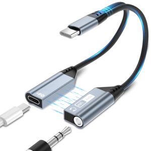 Quanlex 2 in 1 Magnetic USB C to 3.5mm Headphone jack adapter and Charger