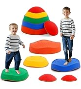 Kids Balance Stepping Stones 6PCS Stackable Balance Blocks Non-Slip River Stones Toy Indoor Outdo...